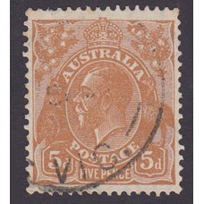 Australian  King George V  5d Brown   Wmk  C of A  Plate Variety 3L21..
